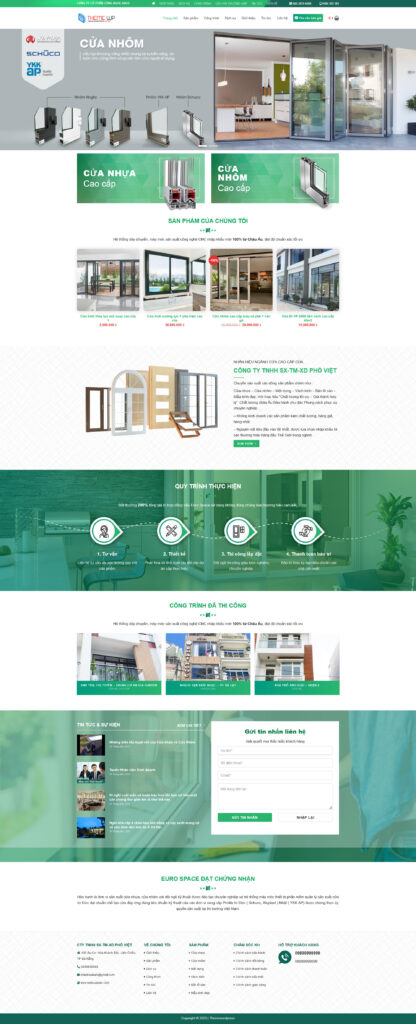 Mẫu theme Website cửa nhôm kính chuẩn SEO 1 web cửa nhôm kính