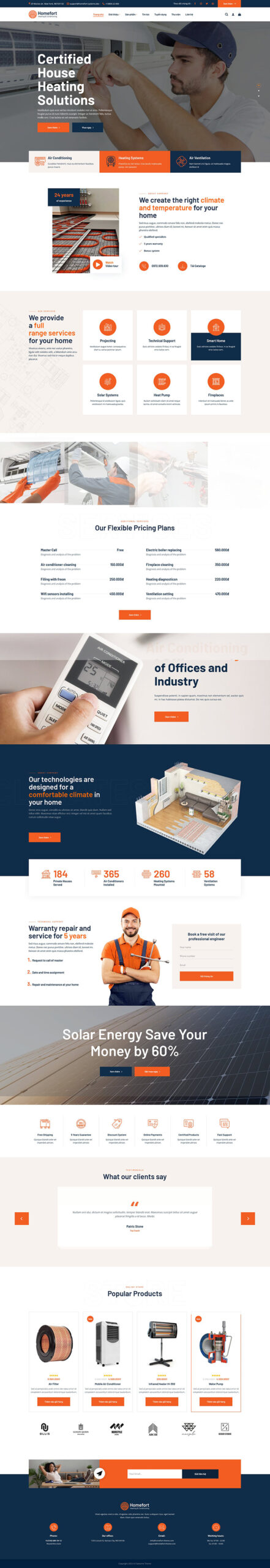 Cấu trúc trang dịch vụ trên mẫu theme website giới thiệu doanh nghiệp 2