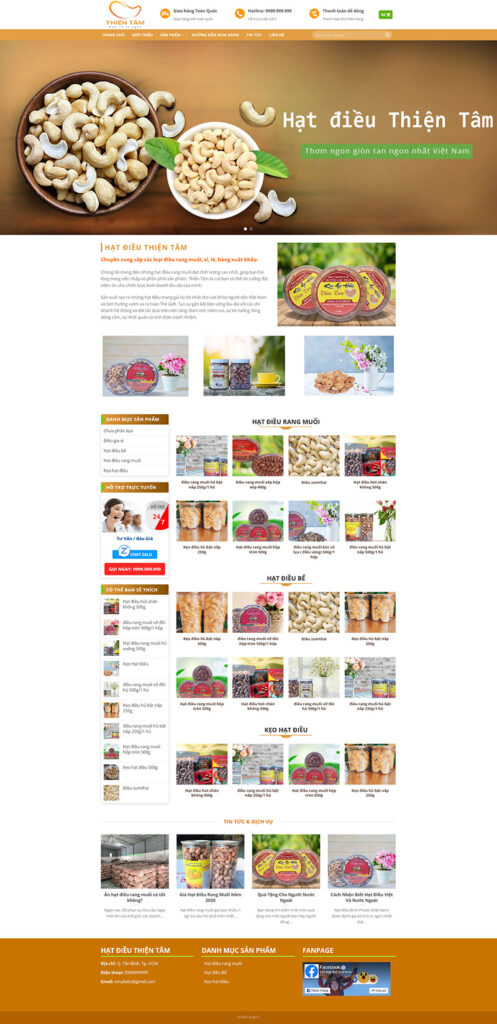 Mẫu theme Website bán hạt điều chuẩn SEO 15 hatdieu2.mauthemewp.com