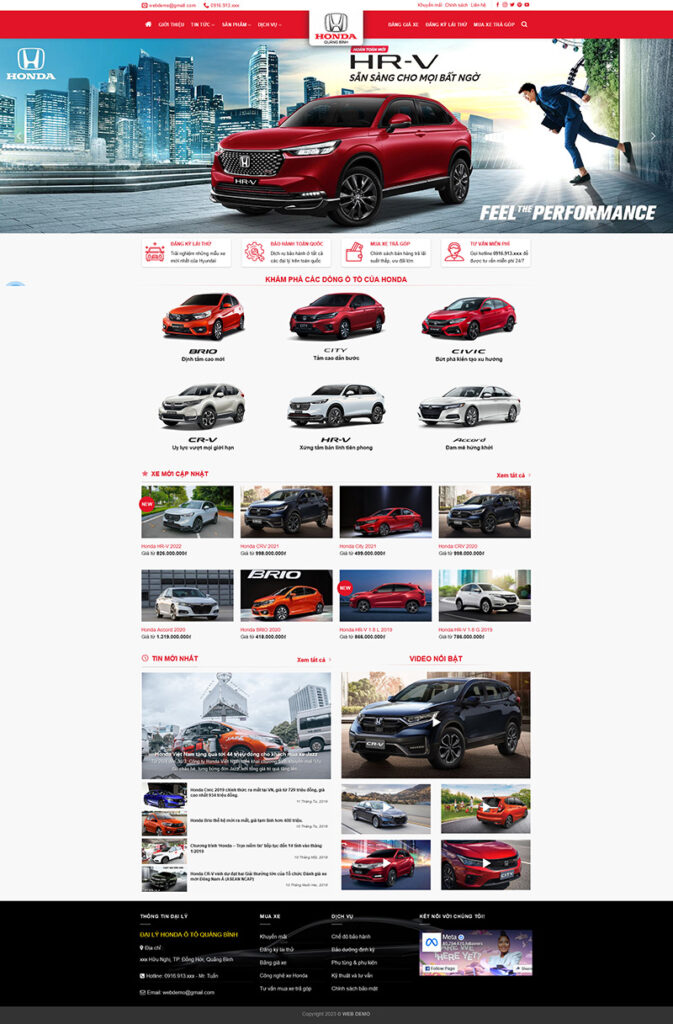 Mẫu theme Website xe hơi Honda 2 chuẩn SEO 29 Giao diện trang chủ Mẫu theme Website xe hơi Honda 2 chuẩn SEO với tông màu đỏ đen mạnh mẽ và banner dòng xe City mới