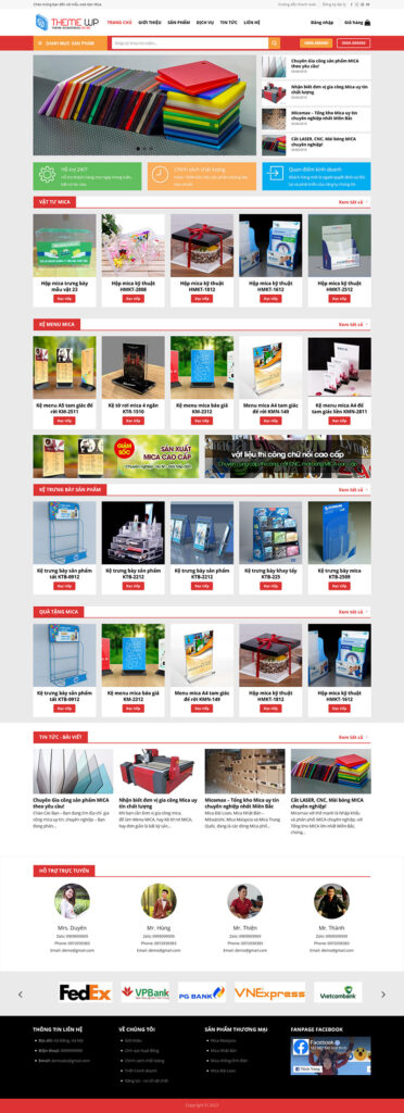 Mẫu theme web sản xuất tấm mica chuẩn SEO 29 mẫu web sản xuất mica