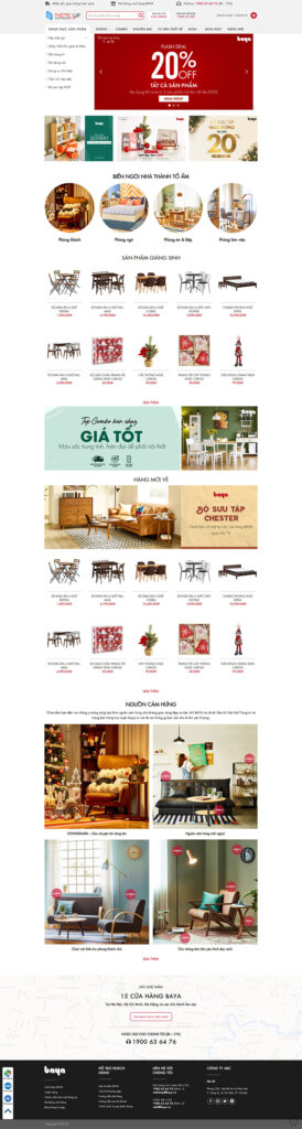 Mẫu theme Website nội thất chuẩn SEO 2 Giao diện trang chủ Mẫu theme Website nội thất chuẩn SEO với banner khổ lớn và phong cách tối giản sang trọng