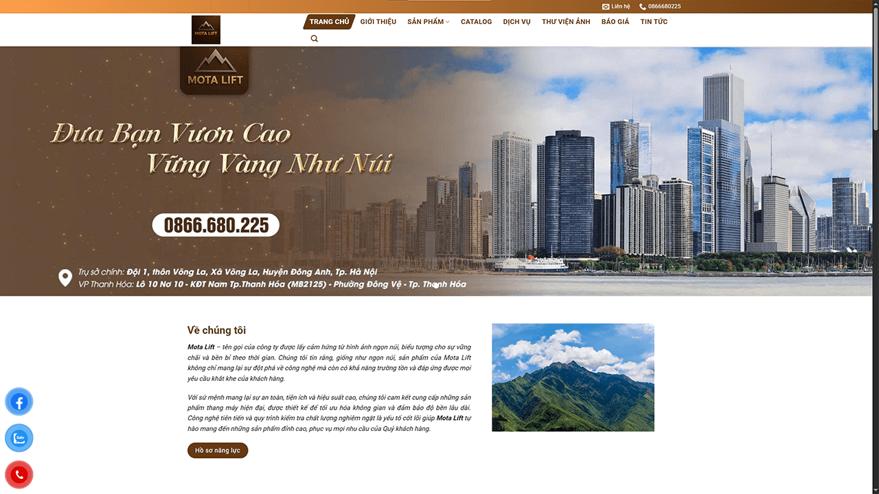 thiết kế website thang máy thangmaymotalift