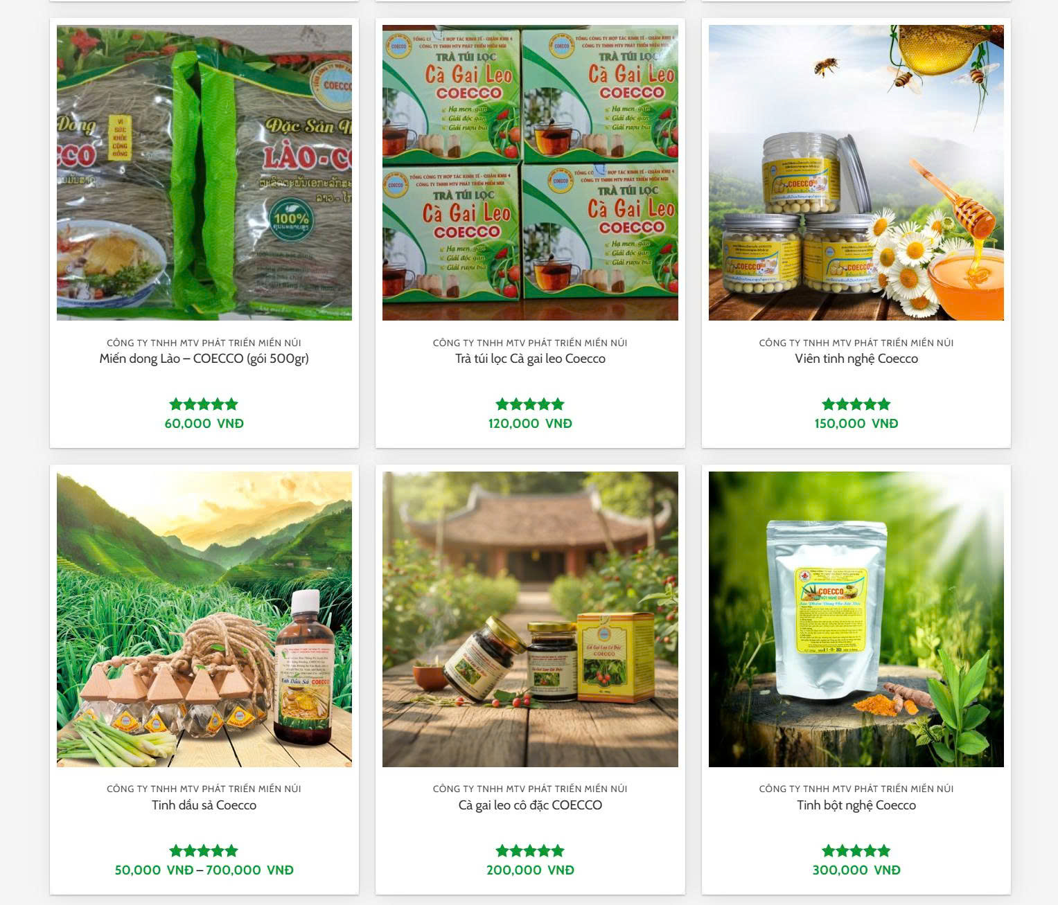 Một số sản phẩm trên website của coecco