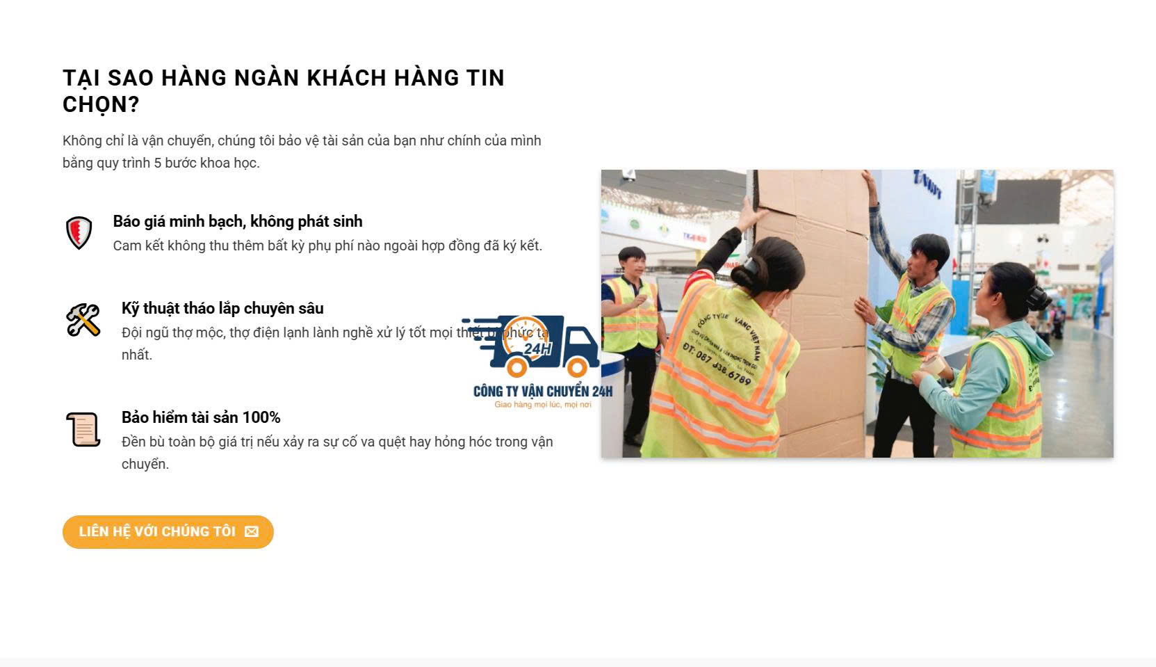 Thiết Kế Website Dịch Vụ Chuyển Nhà Chuyên Nghiệp Tích Hợp Tính Cước & Chọn Ngày Đẹp 12 Điều gì khiến khách hàng tin tưởng Dịch vụ vận chuyển 24h