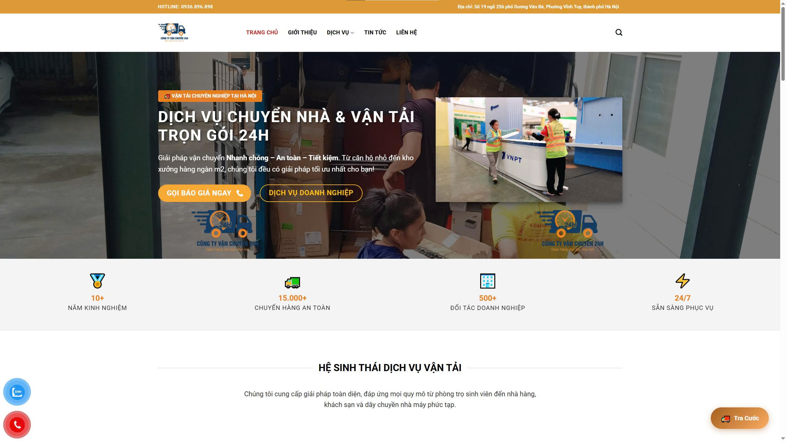 Thiết Kế Website Dịch Vụ Chuyển Nhà Chuyên Nghiệp Tích Hợp Tính Cước & Chọn Ngày Đẹp 8 Trang chủ website Dịch Vụ Vận Chuyển 24h