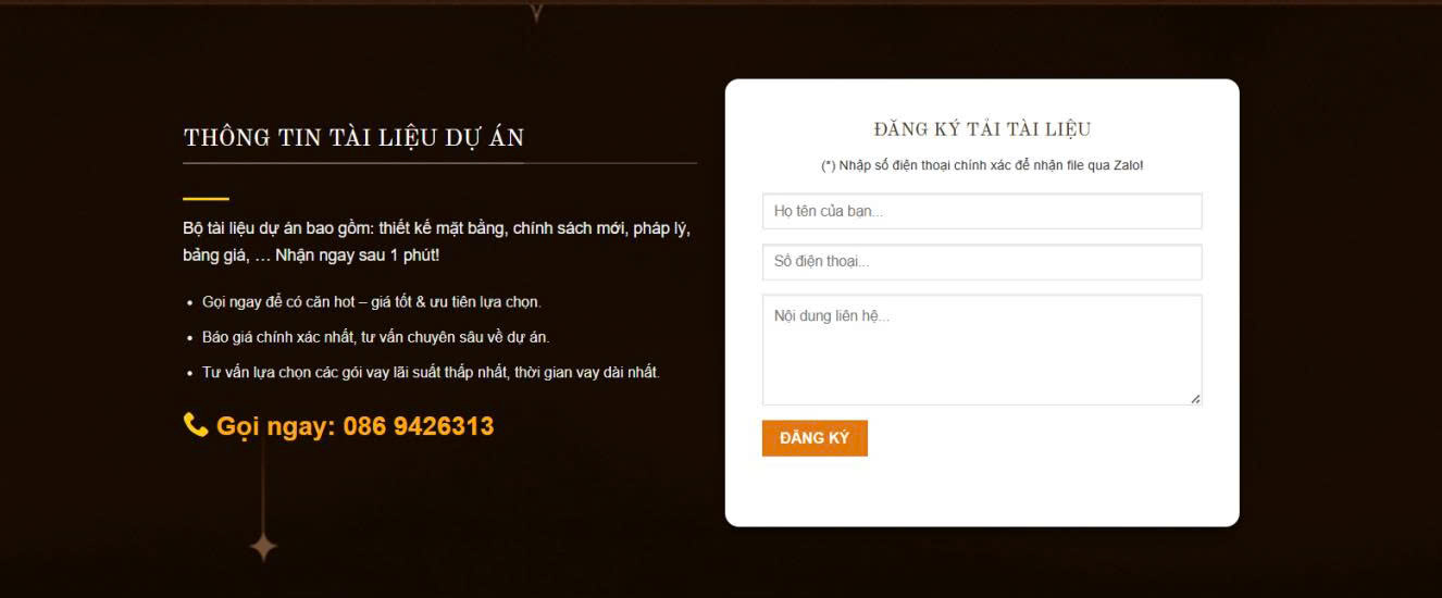 Thiết kế website Iconia Lakeside: Giải pháp Web BĐS Cao Cấp 2026 8 Đầy đủ fom thu nhập thông tin đăng ký của khách hàng