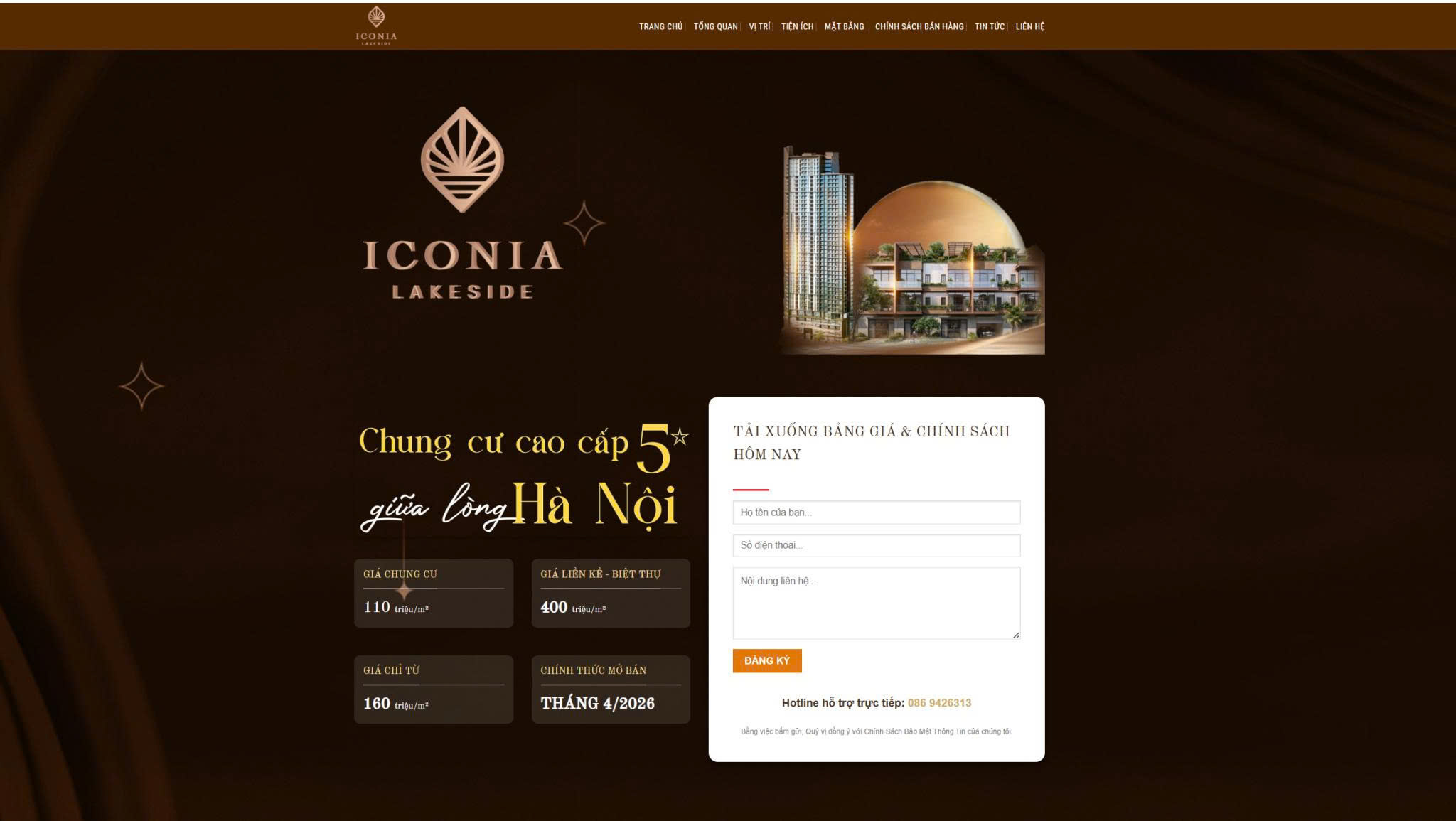 Thiết kế website Iconia Lakeside: Giải pháp Web BĐS Cao Cấp 2026 7 Giao diện tổng quan sang trọng của trang chủ dự án - Văn bản thay thế